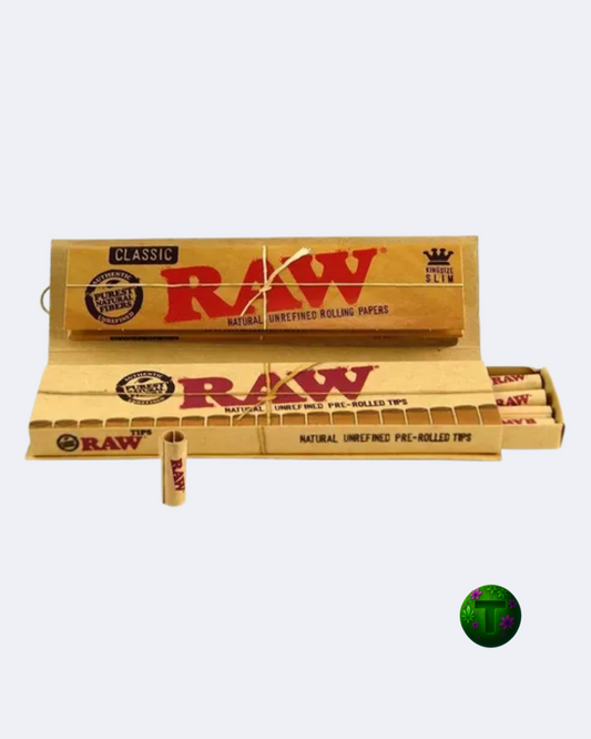 RAW CONNOISSEUR KS SLIM + PREROLLED TIPS X UNIDAD